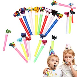 ALLVD Blown Whistles, Set of 20, Ultra Long, Blown Props Party Props for Birthdays, Approximately 4.3 inches (11 cm), Cheer Whistle (Random Color)