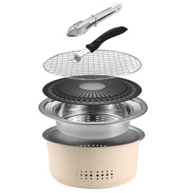 SANQIAHOME Stainless Steel Charcoal Portable Barbecue Grill, 10.5 Inches Non-Stick,Round,Barbecue or Hot Pot, Boiling Water,Charcoal Stove for Home Party Outdoor Camping