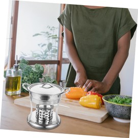 VANZACK Single Fire Stove Stainless Steel Hot Pot Soup Stockpot Chinese Style Hot Pot Practical Hot Pot Kitchen Pot Food Warmer Stove Pan with Stove Glass Mini Stove Individual