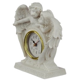 Puckator Peace of Heaven Endless Love Cherub Mantle Clock - Table Clock Clocks For Living Room - Mantlepiece Ornaments - Retro Vintage Standing Desk - Bedroom Home Decor Clocks - Mantelpiece Clock