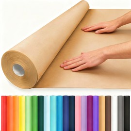 Vanhench 36"x 2520" (210') Brown Wrapping Paper Roll for Bulletin Board Paper, Kraft Paper, Thanksgiving Christmas Gift Art Craft Bouquet Flower Poster Packing Shipping Moving Supplies, 70GSM 50LB