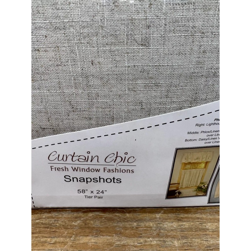 Curtain Chic Tier Pair Beige Cafe Farmhouse 58”x24”
