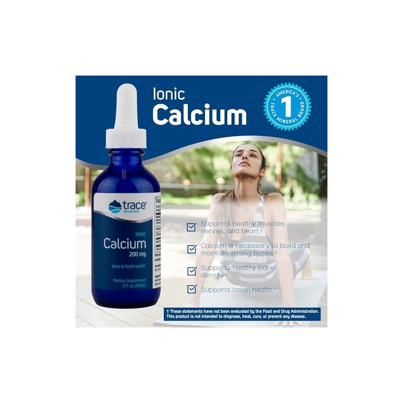 Trace Minerals | Ionic Calcium 200mg 2oz 59ml | Calcio
