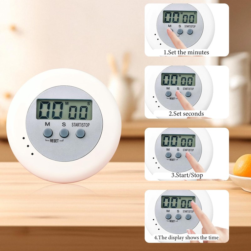 6Pcs Kitchen Timers For Cooking White Digital Timer Magnetic Countdown