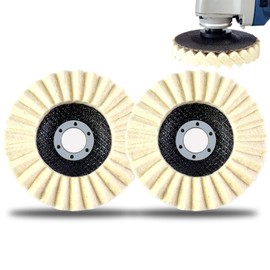 YUQAFQE Wool Felt Flap Polishing Disc, Wool Polishing Pad, 4.5 Inch Wool Polishing Wheel for Angle Grinder, Metal, Marble, Stone, Furniture, Car Wax(2)