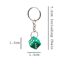 Komonee Green Dice Key Chain Novelty Keyring Casino Playing Game Keychain Fun Car 6 Sided Die Lucky Charm Key Ring For Men and Women
