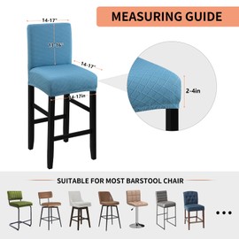 Fuloon Waterproof Bar Stool Covers 2 PCS, Stretch Pub Tall Chair Slipcover with Backs Counter Chair Cover Barstool Slipcovers Removable Washable (Lake Blue, 2 PCS)