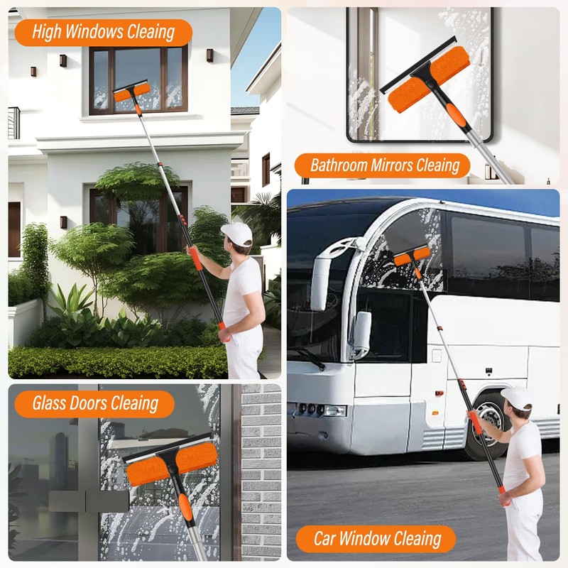 26FT High Window Cleaning Kit with Pole, 2 in 1