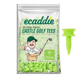 ECADDIE White 51mm Plastic Castle Graduated Golf Tees (25 Pack)