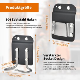 Clip-on Tool Belt Clip & Hammer Holder for Belt, 2 Sets 304 Stainless Steel Tool Clips for Hammer Holster Hook Clips Tools, for Cordless Drill, Impact Wrench, Nailer, Tape Measure, Hammer Holder