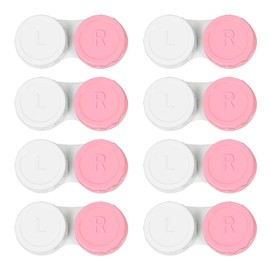 Dhoptical 8 Pack Pink Contact Lens Cases,Outdoor Portable Mini Contact Lens Kit,Perfect for Travel & Everyday Use