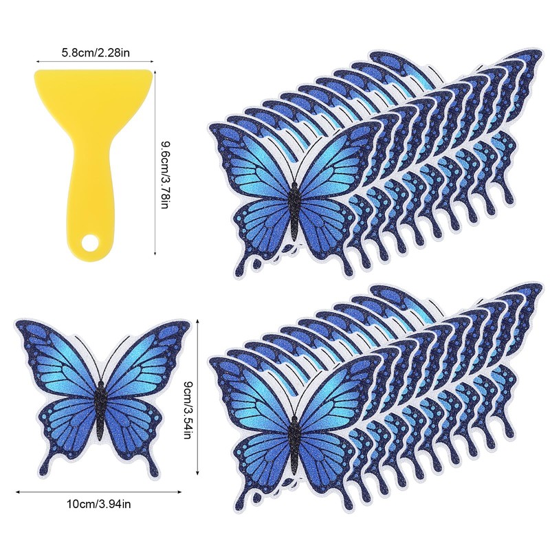 Shimmeroo 20 PCS Butterfly Non Slip Bathtub Stickers, Adhesive Anti