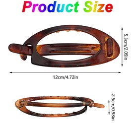 WADY 12cm French Hollow Oval Barrette Clip Ladies/Womens | Metal Free | Hair Accessories Tortoiseshell
