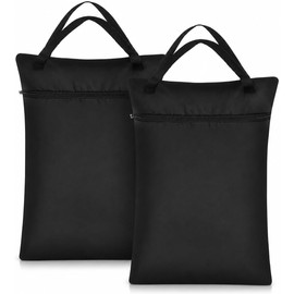 2 Bolsas para Ropa Mojada con Asa, Bolsas Impermeables para Ropa Sucia Reutilizables, Tamaño 60 x 45 cm, Ideal para Ropa de Gimnasio, Natación, Pañales de Bebé, Viajes y Uso Diario (Negras)