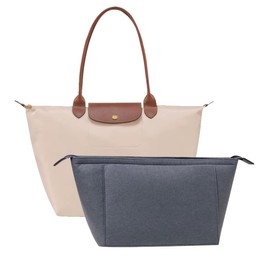 Purse Organizer Insert for Handbags – Felt Bag Organizer with Zipper, Multi-Pocket Divider for Longchamp, Totes, and Travel Bags, Inner Bag Liner for Women (Dark Grey,M)