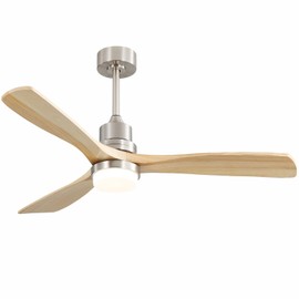 Sofucor 52 Inch Ceiling Fans With Lights, Solid Wood Indoor/Outdoor Ceiling Fan with Lights Remote Control, Reversible DC Motor, 3 Blade Modern Ceiling Fan Light for Bedroom Patio Farmhouse