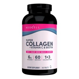 Super Collagen, Vitamina C + Biotina Neocell 360 Tabletas