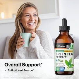 BIO KRAUTER® Green Tea Extract - Liquid Pure Vegan Green Tea Supplement 680 mg per Serving 4 Fl.Oz 56-Day Supply - Natural Antioxidant & Immune Support, Used for Daily Wellness - Alcohol & Sugar Free