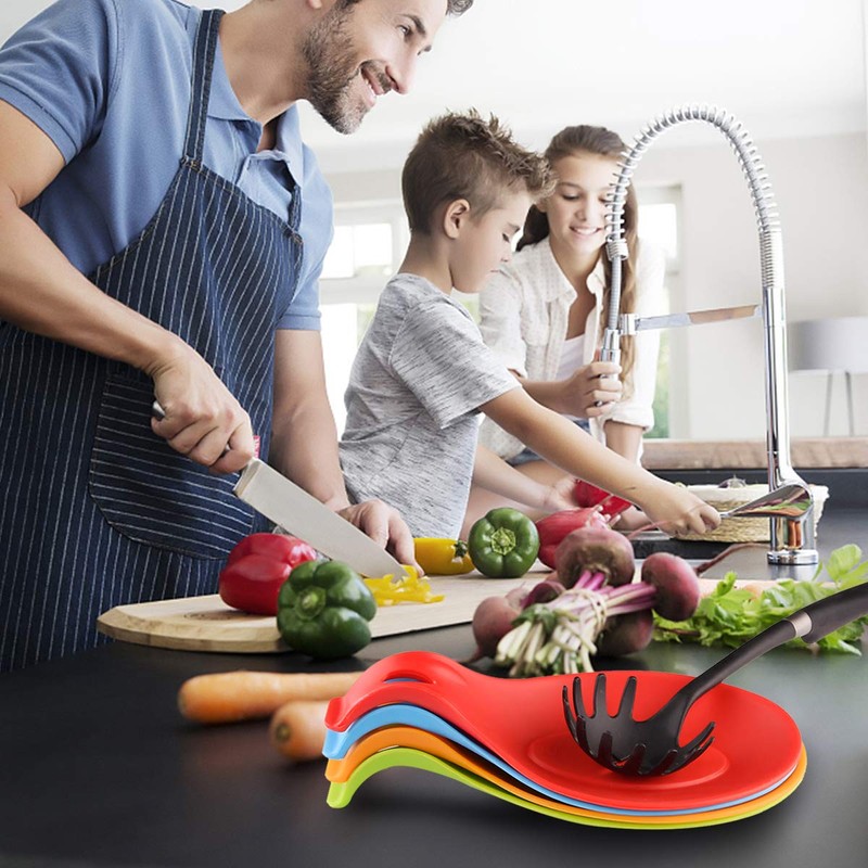iNeibo Silicone Spoon Rest for Stove Top Set of 4