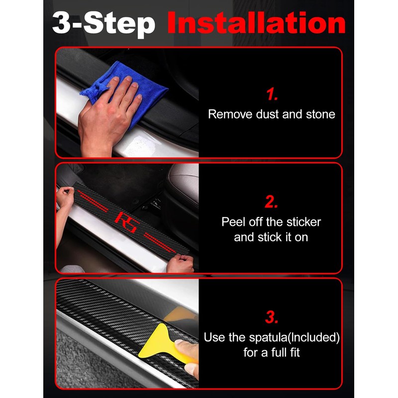 CHIYLE Door Sill Protectors for Chevy Camaro RS, Carbon Fiber