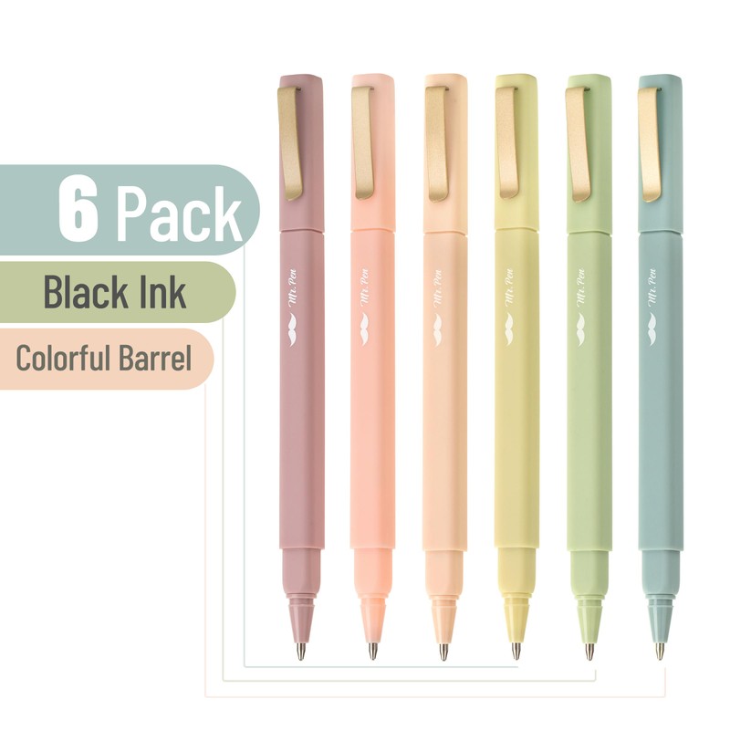 Mr. Pen- Aesthetic Pens, 6 Pack, Black Ink, Fast Dry,
