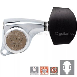 GOTOH NEW Gotoh SGL510Z-EN01 MGT Locking Tuning Keys, 21:1 Ratio Set EBONY 3x3, CHROME