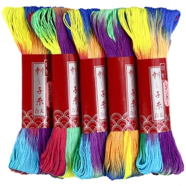 Dharma Sashiko Yarn, Thick, Rainbow, 328.4 ft (100 m), col. 101, Multi, 5 Skeins Set