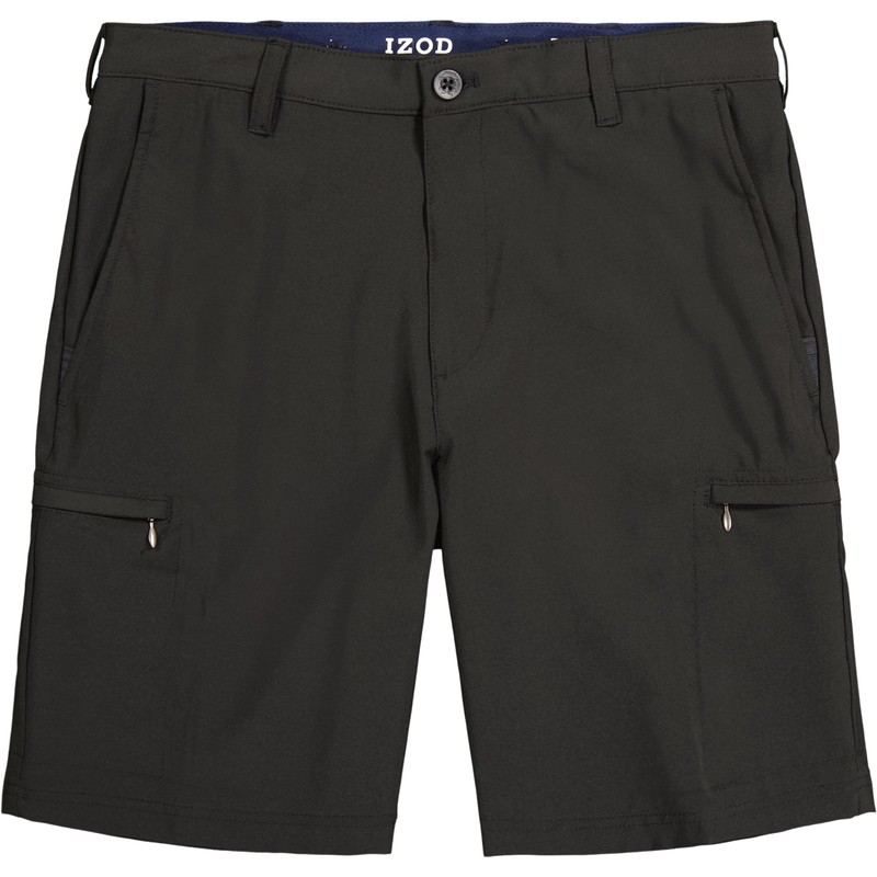 IZOD Men's Golf Swing Flex Stretch Cargo Short, Classic Black,
