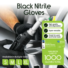 Inspire Black Nitrile Gloves | THE ORIGINAL Quality Black Disposable Glove Latex Free | 4.5 Medical Cooking Cleaning Mechanic Case of 1000 size L
