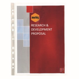 MARBIG(R) 25102 Sheet Protectors Medium Weight A4 With Black Spine Box 100