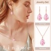 Linawe Rose Gold Pink Jewelry Sets, Crystal Pendant Necklace Set