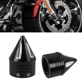 LOOBOR Front Axle Cover Axle Nut Caps Replacement for Harley 2008-2024 Street Glide Road King Electra GlideTri Glide Sportster 1200 Iron 883, 2007-2024 Heritage Softail Fat Boy (Black)