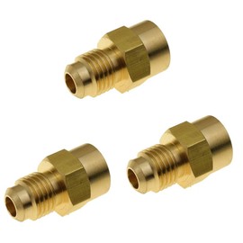 HongBoW Hardware 3 Pcs Brass SAE Flare Tube Fitting, Coupling Connector Adapter, 1/4" Flare x 1/8" NPT Female Pipe (NPT Thread Diameter:0.34")