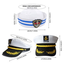 SKHAOVS 4Pcs Captain Sailor Set Captain Sailor Costume Navy Sailor Hat Boat Navy Hat Captain Hat Sailor Ship Cap Scarf Sunglasses Captain Sailor Dress Up Party Costume for Kids Adult Men Women(4Pcs)