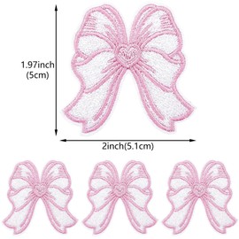 10Pcs Bow Iron on Patches Pink Bowknot Embroidered Appliques Cute Ribbon Bow Sewing Patches Decorative Embroidery for DIY Clothing Backpack Hat Bag Repair Decor