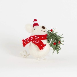Sass and Belle Festive Friendly Mouse Holding Wreath Decoration