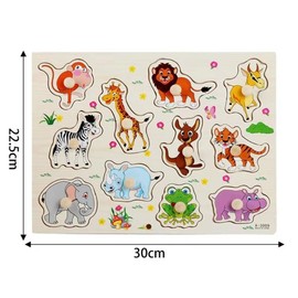 GLOWZEN Wooden Puzzle, Molding Puzzle, 1, 2, 3 Years Old, Early Development, Shape Matching, Animal Color Recognition, Brain Training, Toys, Christmas Birthday Gift, 1 Pack