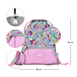 Baagl Gym Bag for Girls - Waterproof Shoe Bag for Children - School and Nursery Sports Bag, Sports Bag, hummingbird