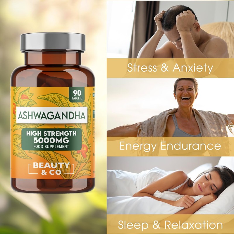 Ashwagandha 5000mg 180 Tablets (2x90), High Strength Ashwagandha- 6 Months