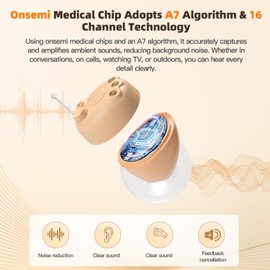 Hearing Aids, Invisible Rechargeable Digital Hearing Aids for Seniors with 16-Channel Sound Processing Noise Cancelling OTC Auto-On/Off with Charging Case
