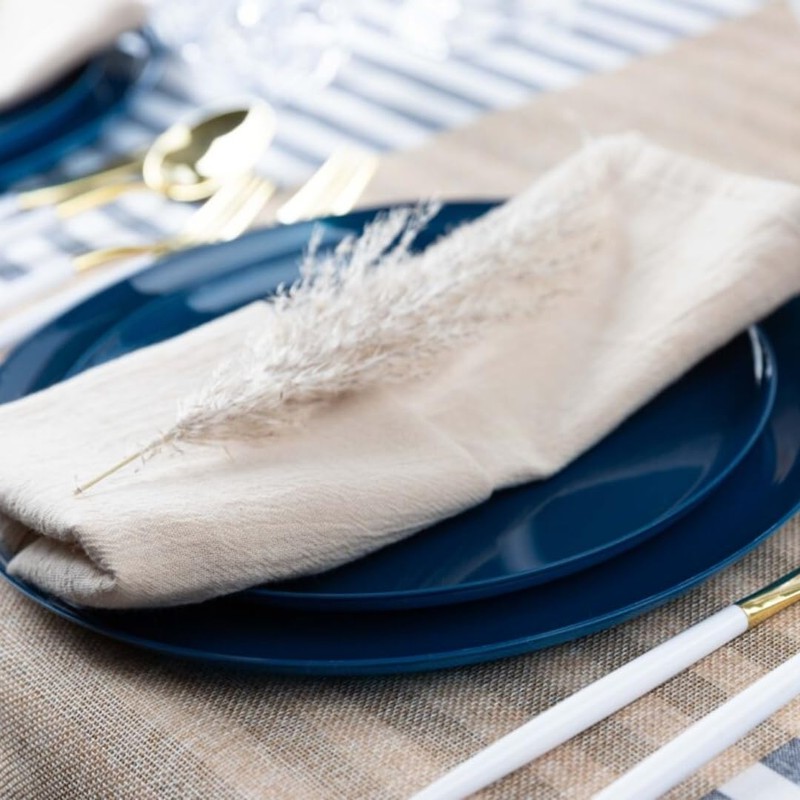 Blue Sky Edge Collection Dark Blue Plastic Plates 6.3" -