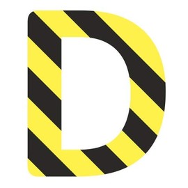 Alphabet Letters “D”- Durable Vinyl Floor Marker by Graphical Warehouse- Wall, Floor, or Mailbox Marker (8" (5 Pack), Black/Yellow)