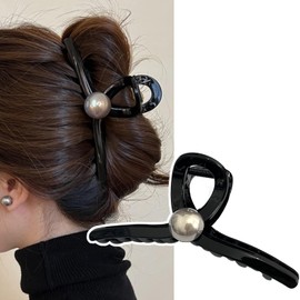 Natunofu Hair Clip, Large, Firmly Curled, Hair Clip, Cute, Adult, Stylish, Hair Clip, Large, Lightweight, Strong, Hair Clip, Hair Ornament, Stylish, Adult, Barrette, Elegant, Black 5.1 inches (13 cm)