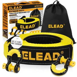 3" x 30Ft Recovery Tow Strap Heavy Duty with Hooks - 36000 LBS Break Strength, 3/4 D Ring Shackles (2pcs), Emergency Recovery Strap Tow Rope for Truck, SUV, ATV Offroad Vehicle