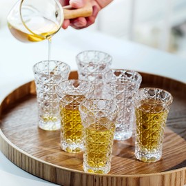 Ceramoon 2 oz Shot Glasses Set of 6 Embossed Crystal Shot Glasses Bulk Small Shot Glass with Heavy Base for Tequila Vodlka Christmas