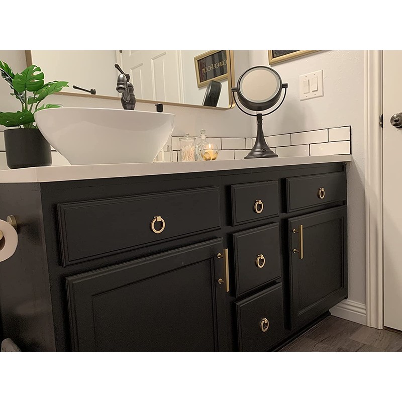 Myxekllo Brushed Gold Cabinet Ring Pulls, Brass Furniture Drawer Pulls