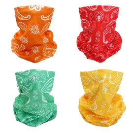 SMEHCF 4 Cashew Flower Headband Bandana Balaclava Half Face Mask Shield Head Hair Scarf Neck Gaiter Hat Multipurpose For WoMen Men Breathable Reusable Washable Red Orange Green Yellow