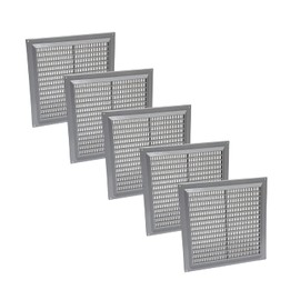Vent Systems 10'' x 10" Inch Pack of 5 Gray Air Vent Cover Plastic Air Return Grill HVAC Vent Cover for Home Improvement Vent Duct Cover 250 x 250mm