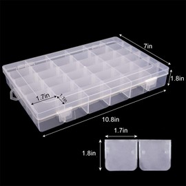 UOONY 3pack Plastic Organizer Box 36 Grids Craft Storage with Adjustable Dividers, Bead Organizer Fishing Tackles Box Crafts Thread Organizer with 400pcs Label Stickers