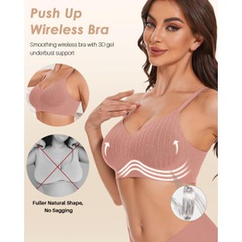 LEYSHE Soft Bra Women's Without Underwire Seamless Bra Support Bra Push Up Bra Comfy Minimiser Bustier Full Coverage Cup A-C, pink